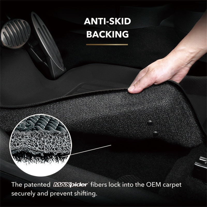 3D MAXpider KAGU Series Custom-Fit Rear Floor Mats for 2019-2022 Toyota Corolla Hatchback, Black