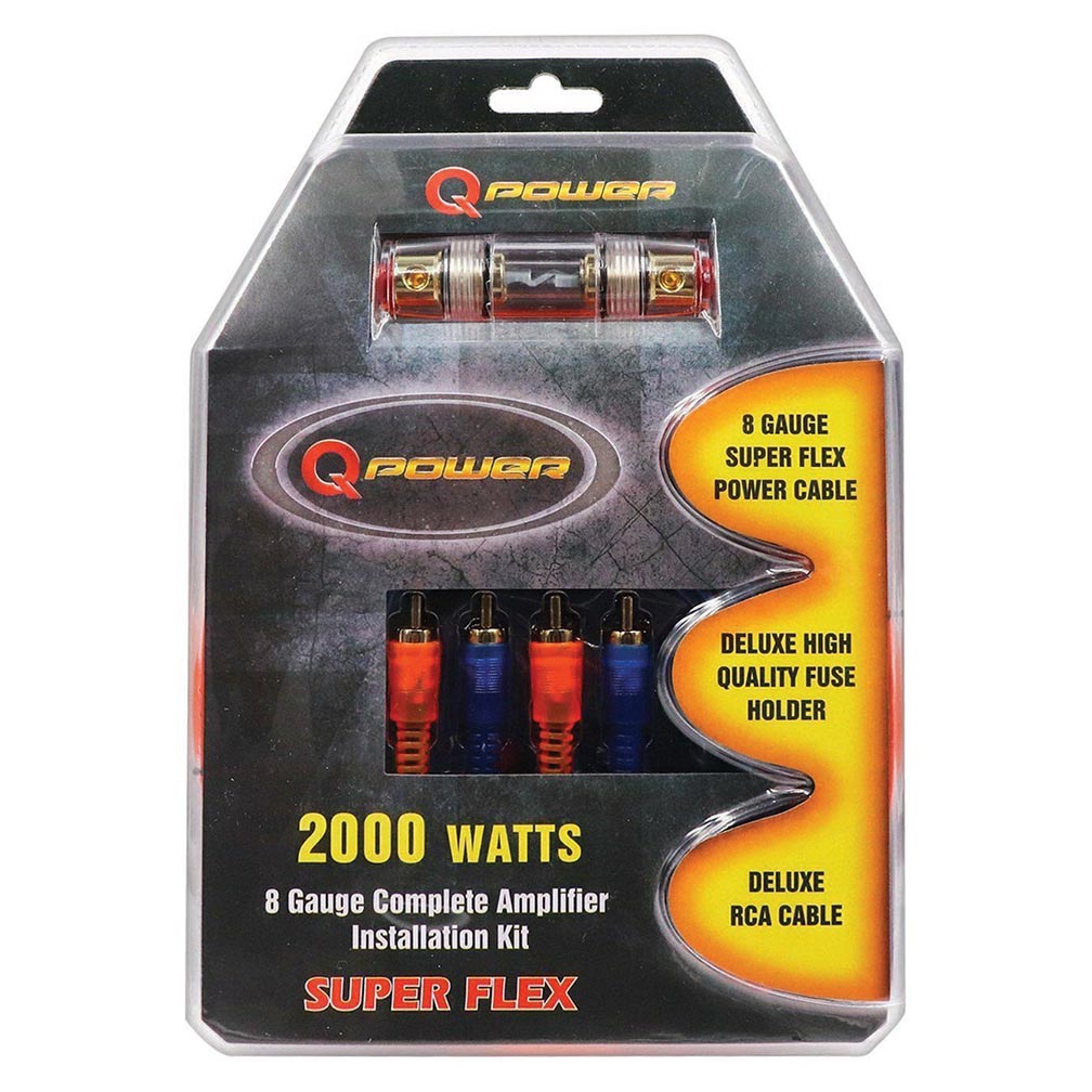 QPower 8 Gauge Amplifier Wiring Kit Super Flex Cable - 2000 Watts - View 1