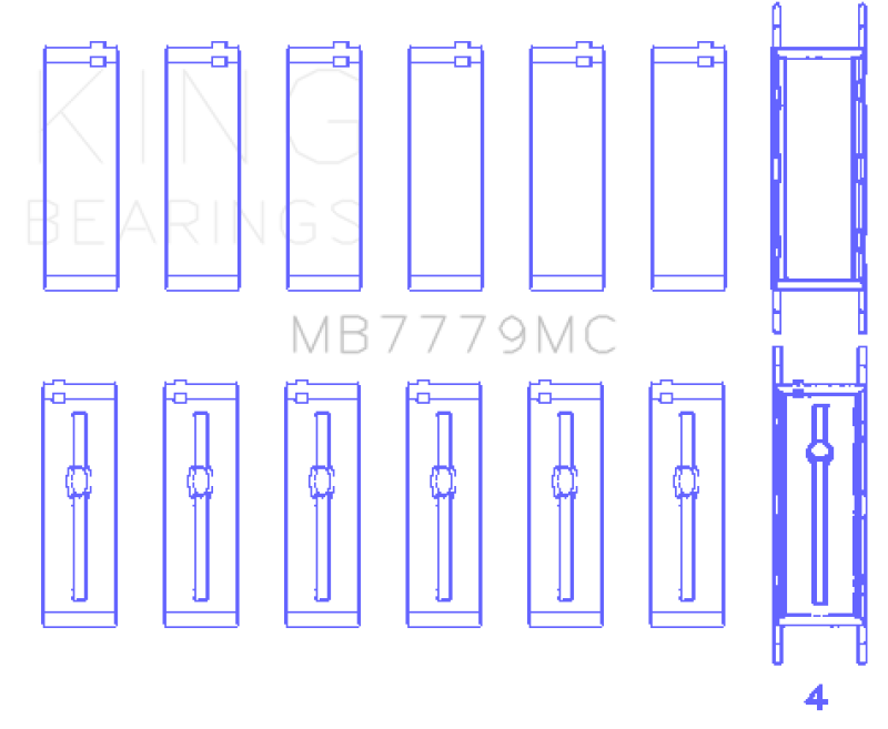King Engine Bearings MB7779MCSTDX B58 Main Bearing Set, Size STDX