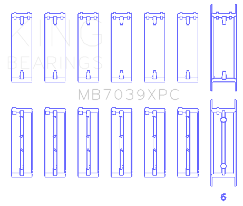 King Engine Bearings MB7039XPC BMW M20/M50 2.0L, 2.5L and 2.7L Coated Main Bearings Set