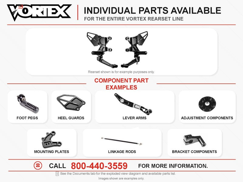 Vortex Racing VTXRS275K Rearset System for Honda CBR1000RR - Black