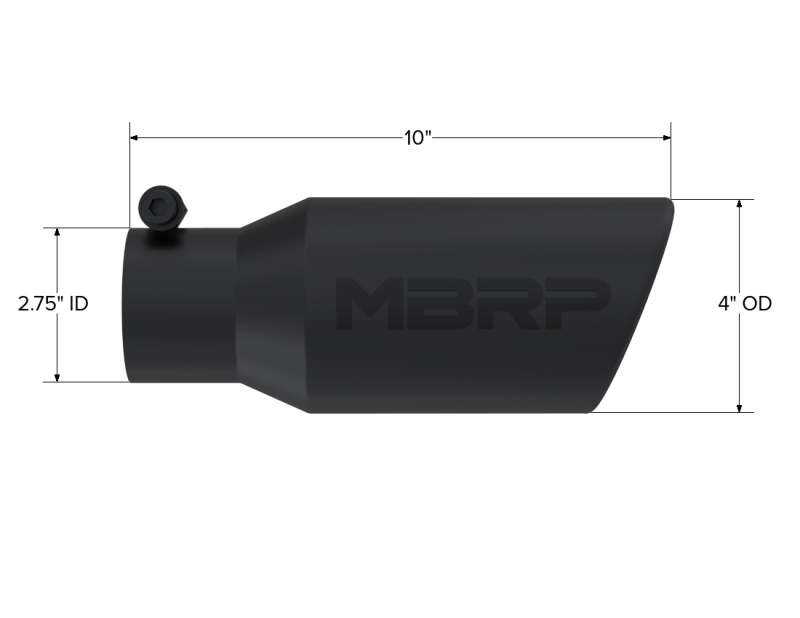 MBRP T5157BLK Armor BLK Universal Angled Exhaust Tip, 2-3/4-Inch Inlet, 4-Inch Outlet