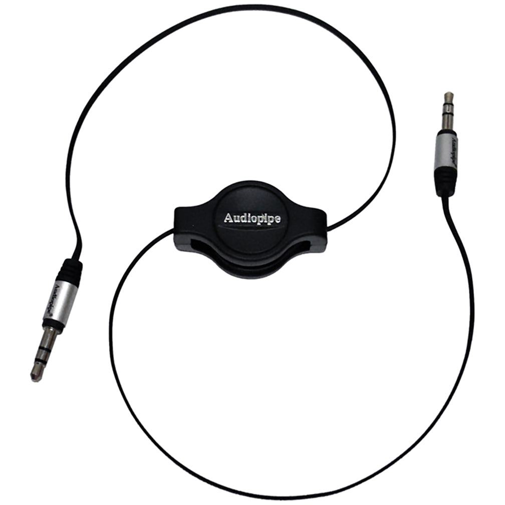 Audiopipe 3.5 to 3.5 Inch Retractable Audio Cable - 3 Feet