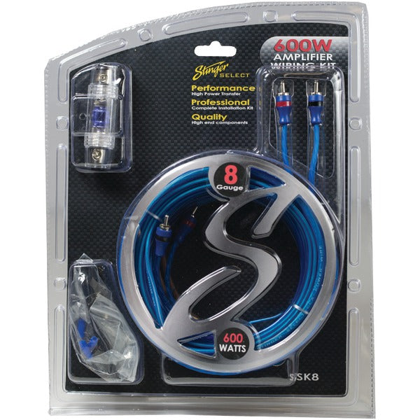 Stinger Ssk8 Select Series 8-gauge 600-watt Amp Wiring Kit With Ultra-flexible Copper-clad Aluminum Cables