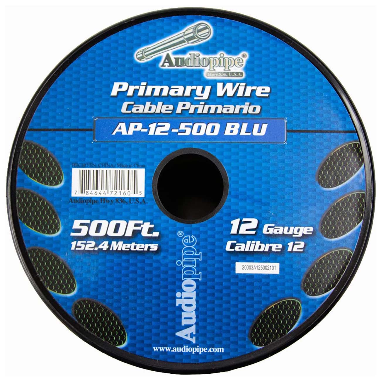 Nippon Audiopipe Primary Wire 12-Gauge 500 Foot Spool - Blue