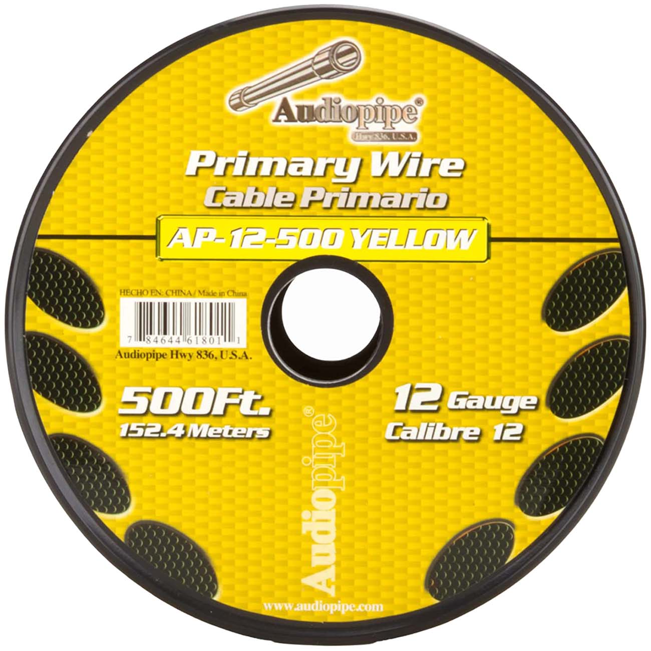 Nippon Audiopipe Primary Wire 12-Gauge 500 Foot Spool - Yellow