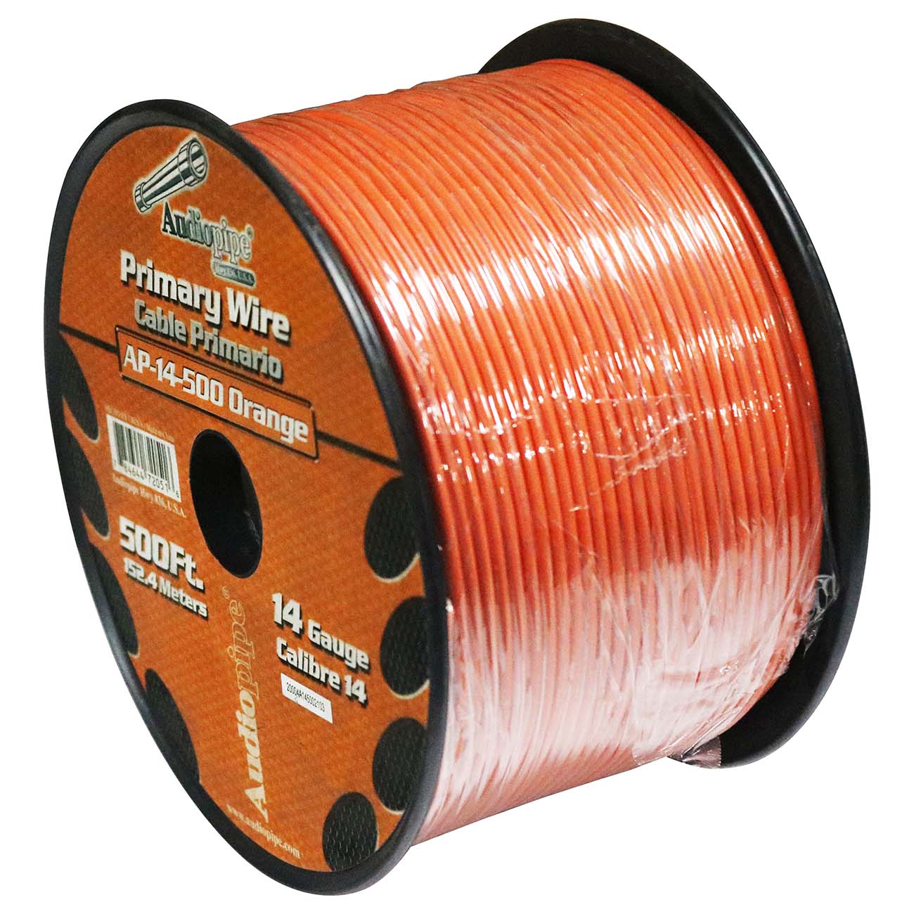 Nippon Audiopipe Primary Wire 14-Gauge 500 Foot Spool - Orange