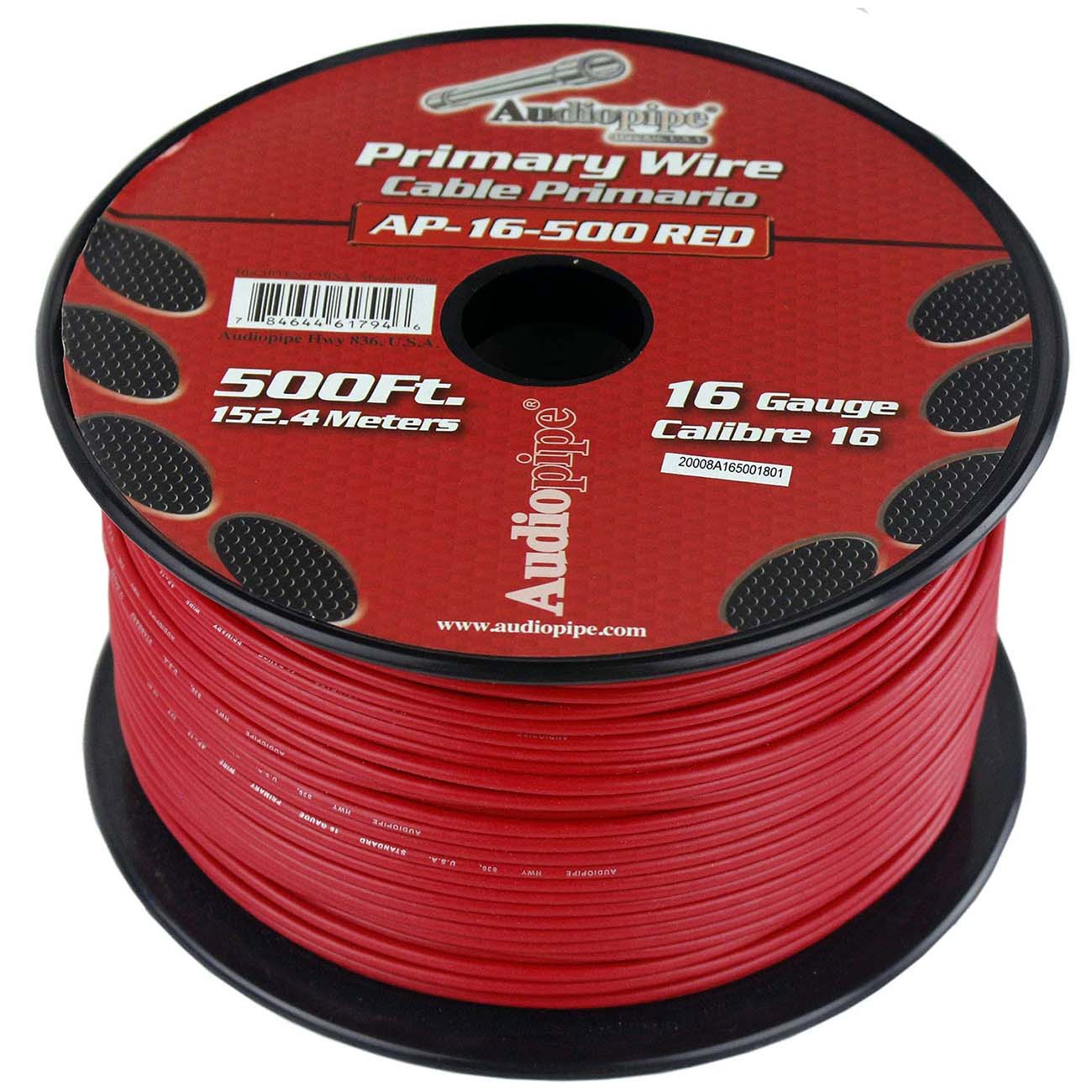Nippon Audiopipe Primary Wire 16-Gauge, 500 Foot Red Spool