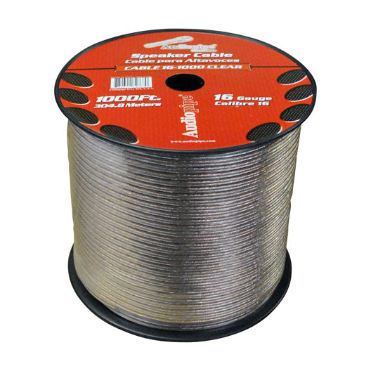 Nippon Audiopipe 16-Gauge Speaker Wire 1000 Foot Spool with Clear Insulation