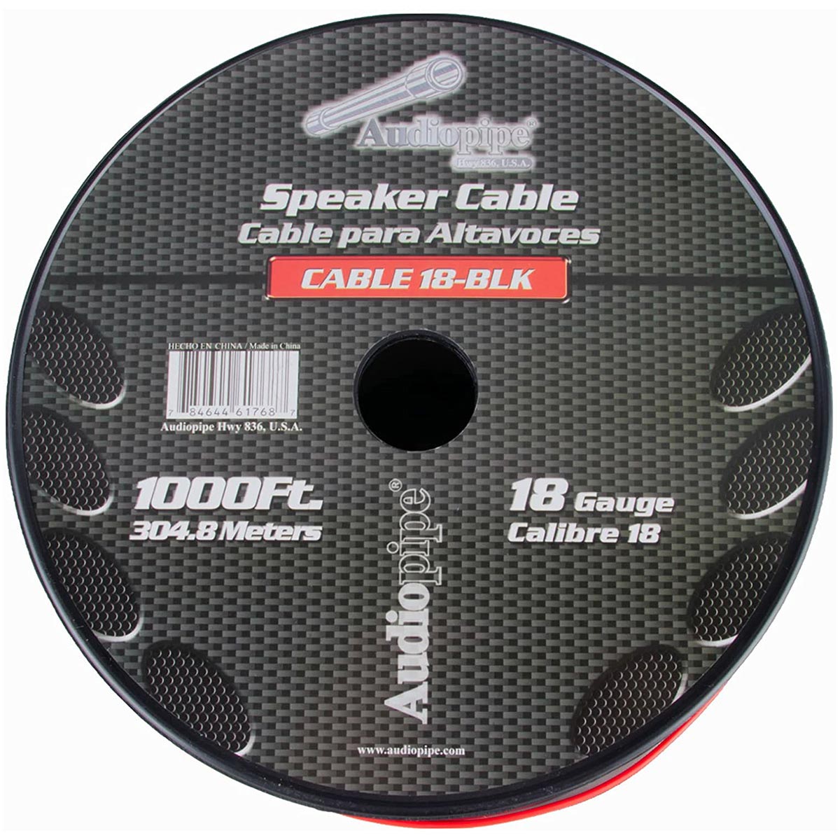 Nippon Audiopipe 18-Gauge Speaker Wire - 1000 Feet Spool in Black/Red
