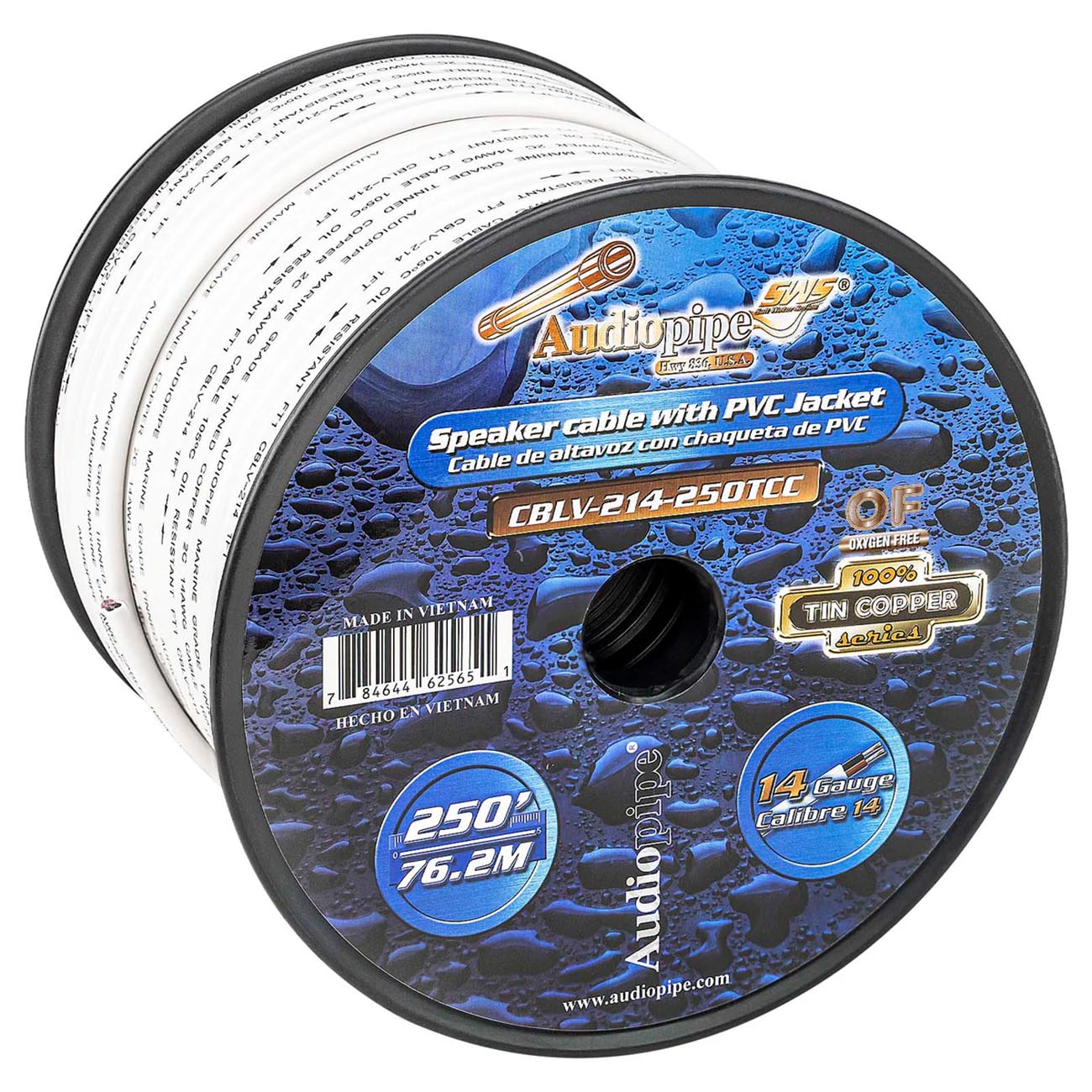 AUDIOPIPEMAP Audiopipe 14 Gauge 100% Copper Tinned OFC Marine Speaker Cable - 250 Feet