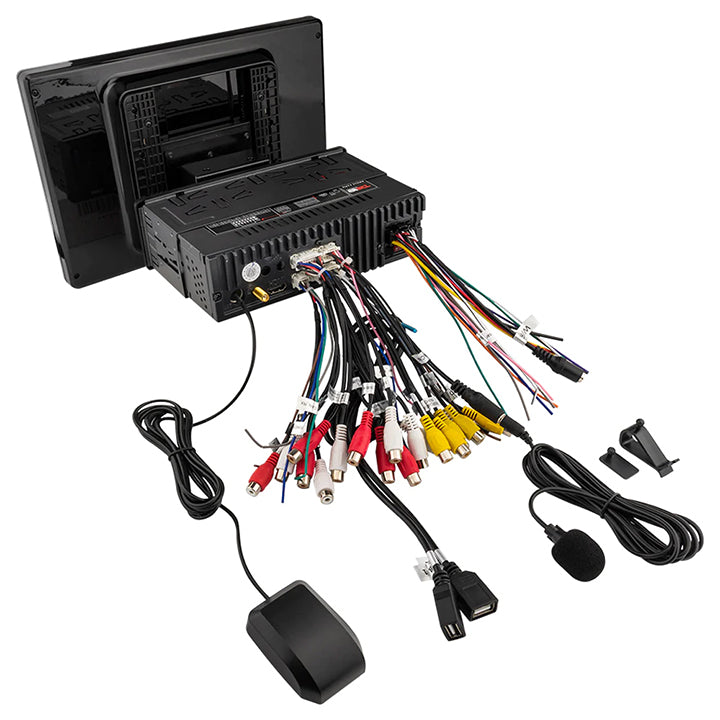 DS18 DDX105ADX 10.5-Inch Rotatable Swivel Modular Touchscreen Car Stereo with Bluetooth, MirrorLink, USB, GPS, and Android 10 Compatibility