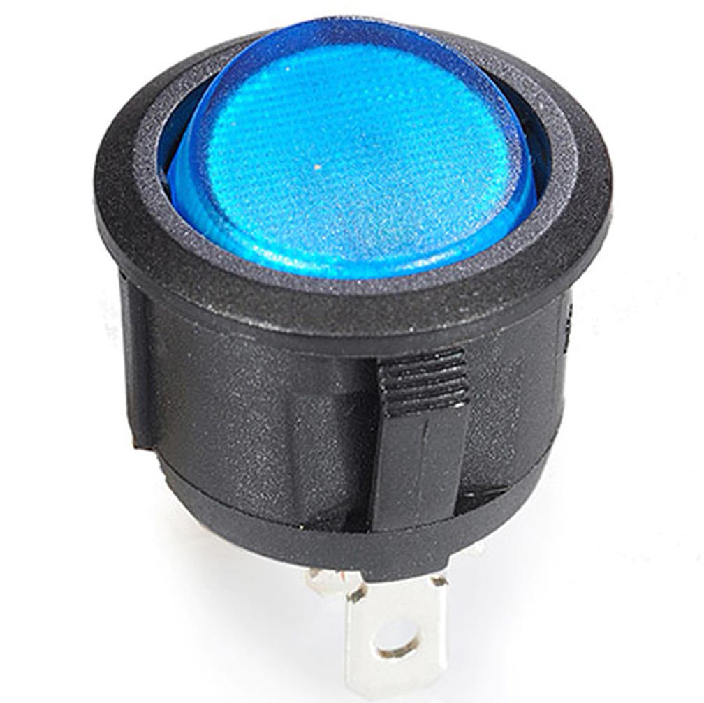 Nippon Round Rocker Switch with Blue LED Illumination, 10-Pack