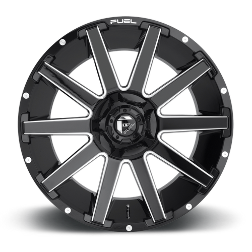 Fuel 1PC D615 Contra 20-Inch Gloss Black Milled Wheel, 8x180 Bolt Pattern, -18 Offset