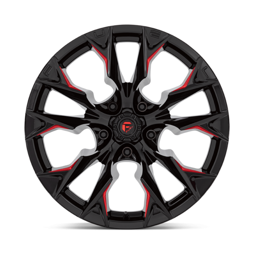 Fuel 1PC D823 Flame 20x10 Gloss Black Milled with Candy Red Wheel, 5x5 Inch Bolt Pattern