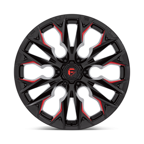 Fuel 1PC D823 Flame 22x10 Gloss Black Milled with Candy Red Wheel, 6x5.5, -18 Offset