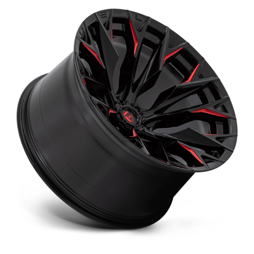 Fuel 1PC D823 Flame 22x12 Gloss Black Milled with Candy Red Wheel, 6x5.5 Bolt Pattern, -44 Offset