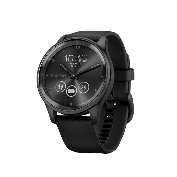Garmin 010-02665-00 Vivomove Trend Hybrid Smartwatch With Stainless Steel Bezel And Silicone Band (black)