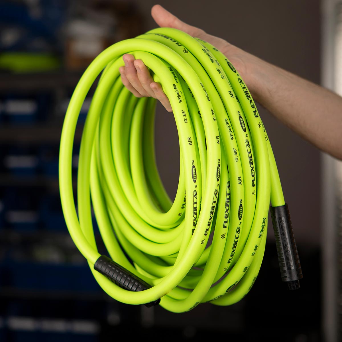 Flexzilla Heavy-Duty Lightweight Air Hose, 1/2 in. x 50 ft. with 1/2 in. MNPT Fittings