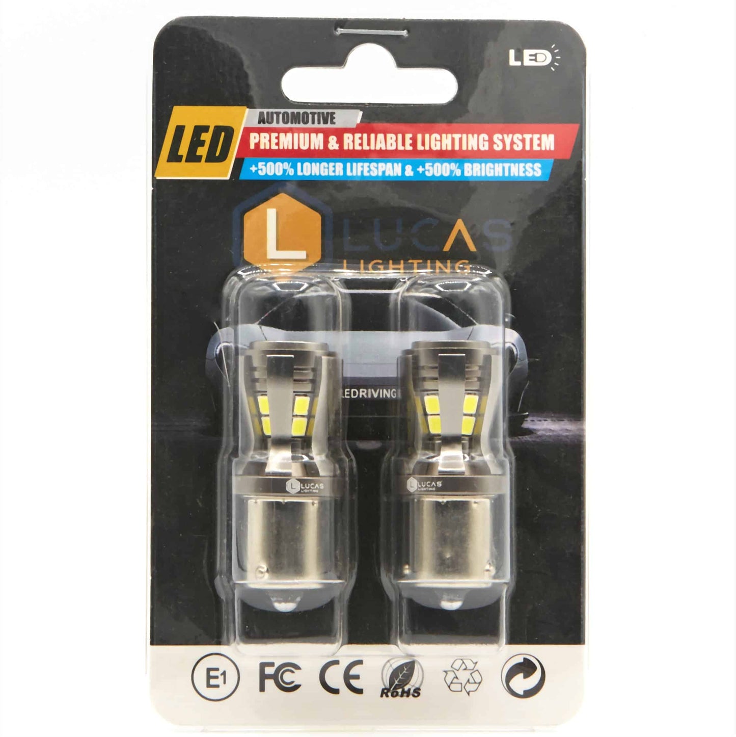Lucas Lighting - BAU15 Amber Mini Bulb Pair - LED Mini Bulb Sets:M-BAU15SA