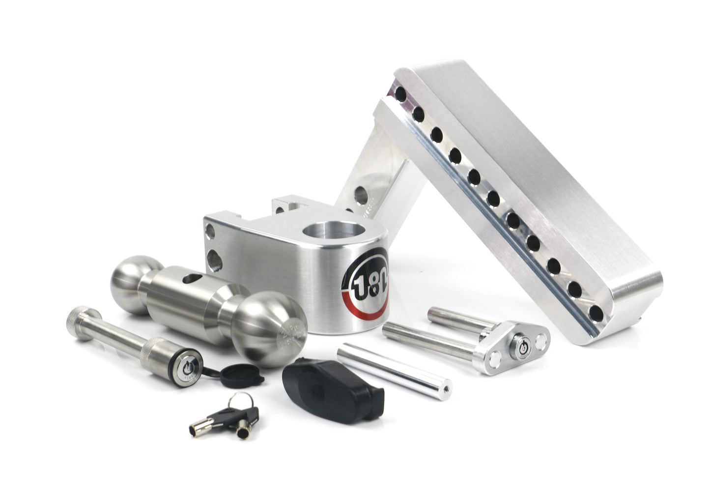 Weigh Safe - LTB8-2-KA - Trailer Hitch - 180 Hitch Stainless Steel Ball 8" Drop Hitch with 2" Shank Keyed Alike WS05 Included - P/N: LTB8-2-KA