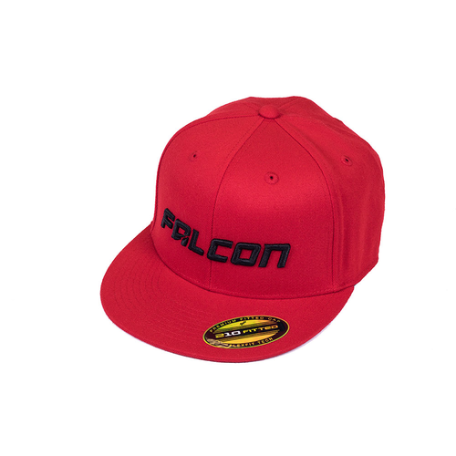 Falcon Shocks Flat Visor Hat, Red and Black, Large/XL