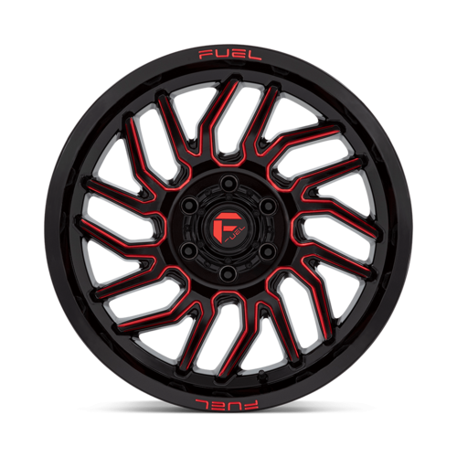 Fuel 1PC D808 Hurricane 20x9 Gloss Black Milled with Red Tint Wheel, 6x5.5 Bolt Pattern, +1 Offset