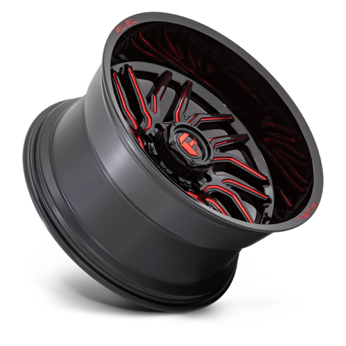 Fuel 1PC D808 Hurricane 22x12 Gloss Black Milled Wheel with Red Tint, 5x127 Bolt Pattern, -44 Offset