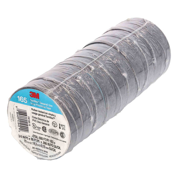 Install Bay 3m165-10 3m Temflex 3/4-inch Economy Vinyl Electrical Tape 165, 60 Feet (10 Pack)
