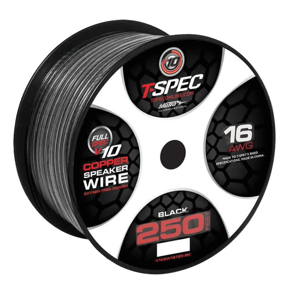 T-spec V10sw16250-bk V10 Series 16-gauge Black Speaker Wire, 250 Ft.