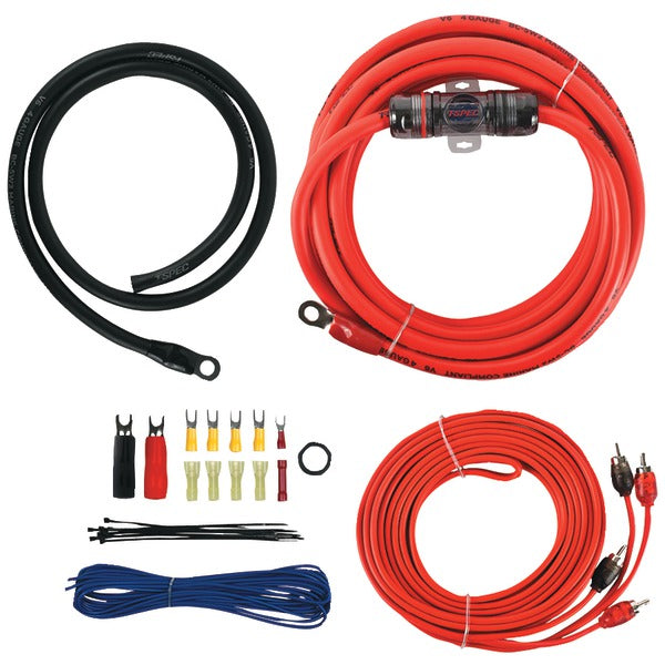 T-spec V6-rak4 V6 Series 1,000-watt 4-gauge Mini Anl Amp Installation Kit With Rca Cables