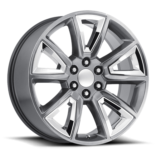 Performance Replicas PR168HC 22-Inch Hyper Silver Wheel with Chrome Accents, 6x5.5 Bolt Pattern, 24mm Offset