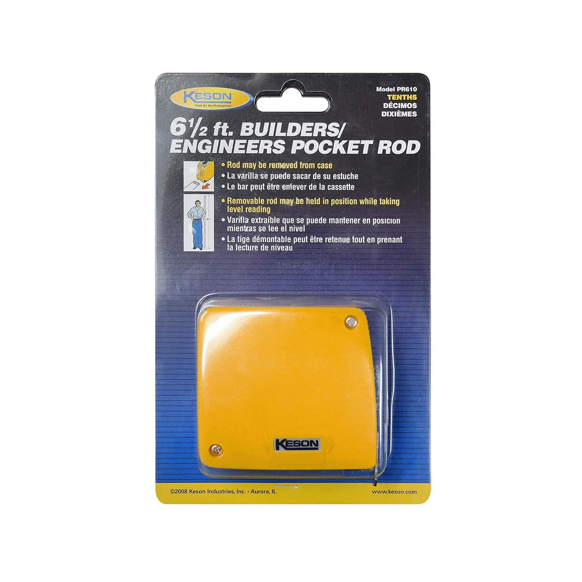 Keson PR610 Builder's Engineer's Pocket Rod Tape Measure, 6.5-Foot
