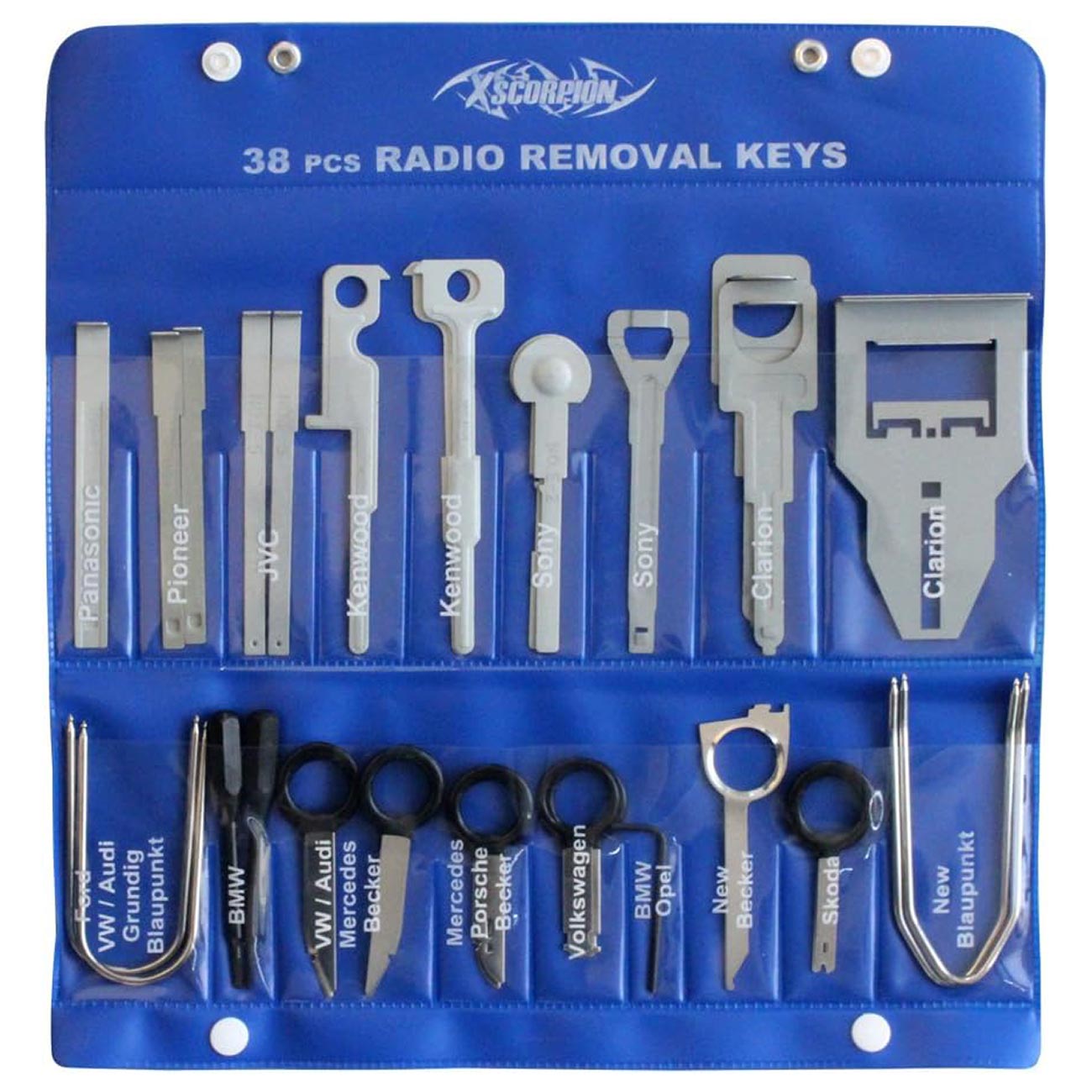 Xscorpion RRK38 Radio Removal Keys - 38 Piece Set for Automotive Audio Systems