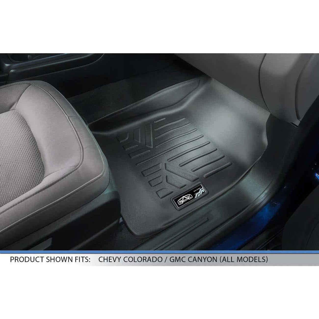 SMARTLINER Front and Second Row Floor Liners for 2015-2022 Chevy Colorado Crew Cab and GMC Canyon Crew Cab, Black