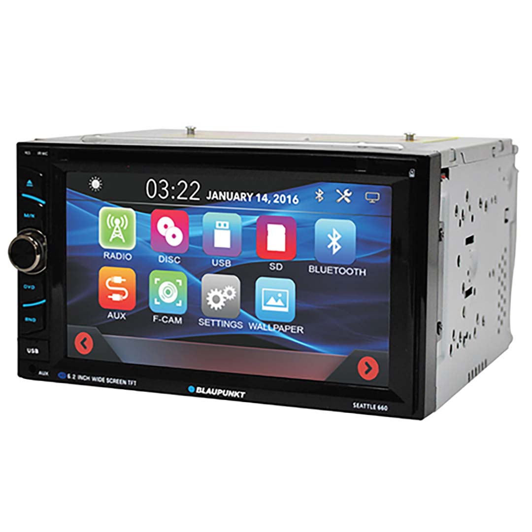 Blaupunkt D.Din 6.2-Inch Touchscreen Car Stereo with Bluetooth, DVD, and USB - Model SEATTLE660