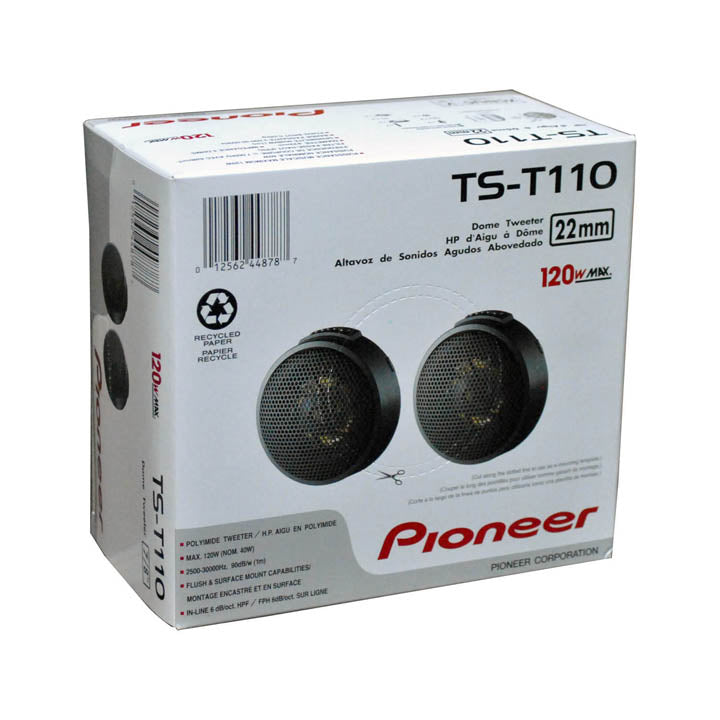 Pioneer 7/8 inch Tweeter Pair - Model TST110, 120W Max Power Handling