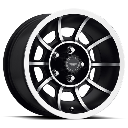 American Racing Vintage VN47 Vector 15-Inch Satin Black Machined Wheel, 5x4.5-Inch Bolt Pattern