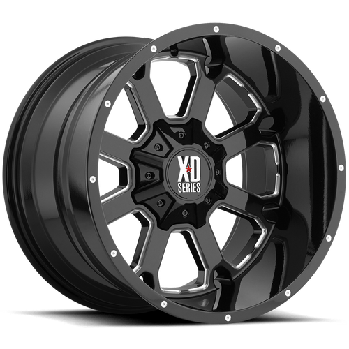 XD XD825 Buck 25 20-Inch Gloss Black Milled Wheel, 6x135/6x139.7, -24mm Offset