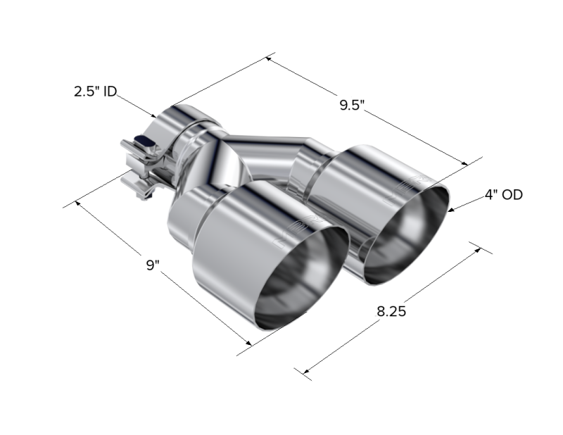MBRP T5178 Armor Pro Universal T304 Stainless Steel Dual Exhaust Tip, 2.5-Inch Inlet and 4-Inch Outlets