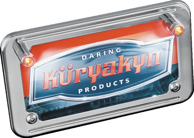 Kuryakyn 9398 LED License Plate Light with Red Accent Light, Universal Chrome