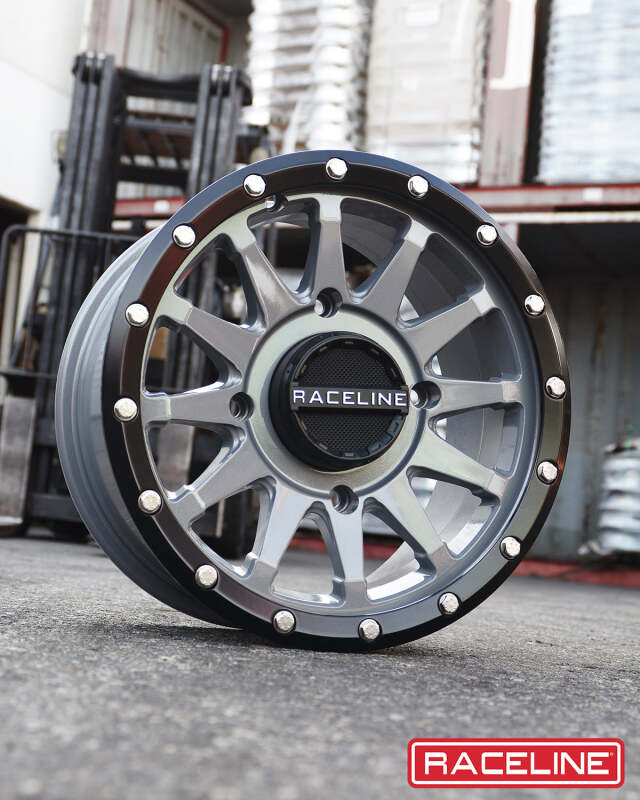 Raceline A95SG Trophy 14x7 Cast Wheel, 4x137 Bolt Pattern, +10mm Offset, Gray with Black Lip