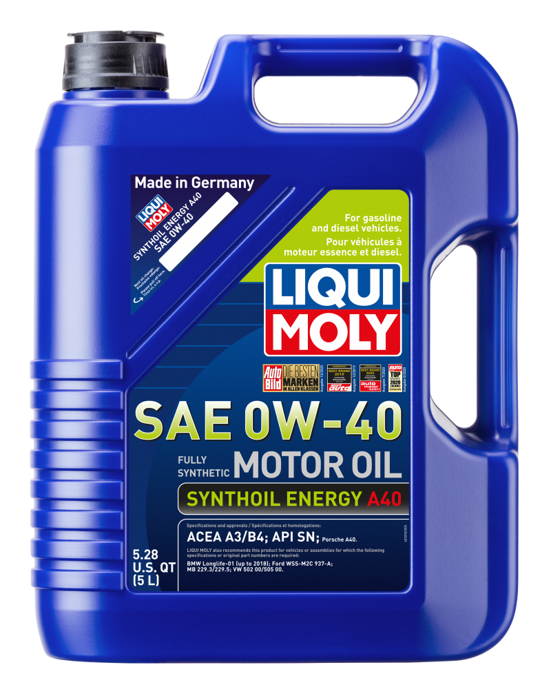 LIQUI MOLY 5L Synthoil Energy A40 Motor Oil SAE 0W40 - Case of 4