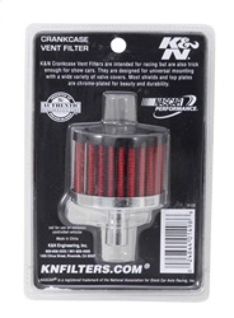 K&N Engineering 62-1010 Crankcase Vent Filter with Steel Base, 1/2-Inch Vent Tube