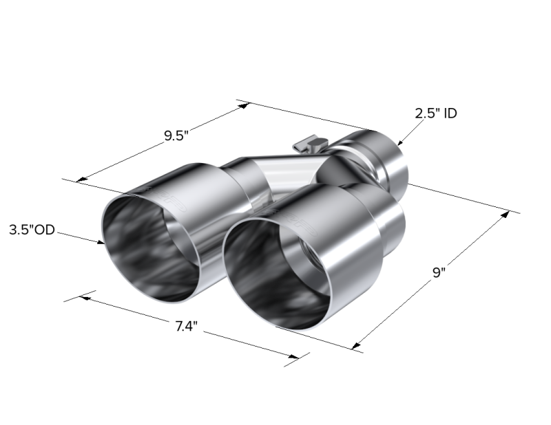 MBRP T5170 Armor Pro T304 Stainless Steel Dual Exhaust Tip, 2.5-Inch Inlet and 3.5-Inch Outlets