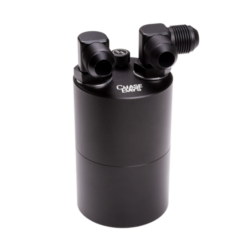 Chase Bays 10AN 90 Deg L-Fitting Inlet 10AN Straight Outlet Oil Catch Can w/Type 1 Bracket