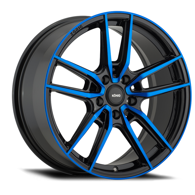 Konig Myth 19-Inch Cast Wheel, 8.5-Inch Width, 5x114.3 Bolt Pattern, ET40, Gloss Black with Blue Tinted Clearcoat