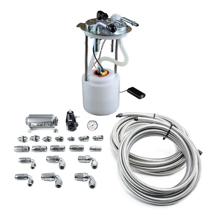 DeatschWerks DW400 Pump Module and Return Stainless Steel CPE Plumbing Kit for 2005-2019 GM SUVs