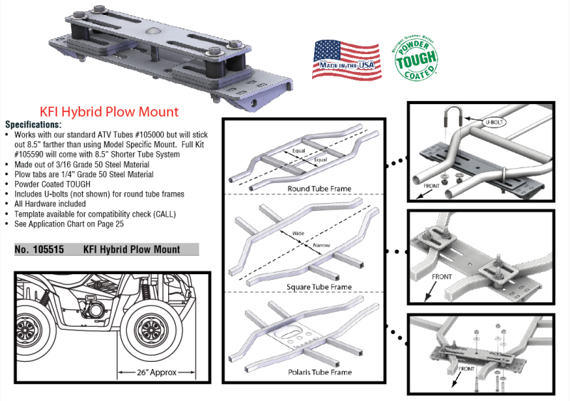 KFI Replacement Hybrid ATV Plow Mount KFI105515-R