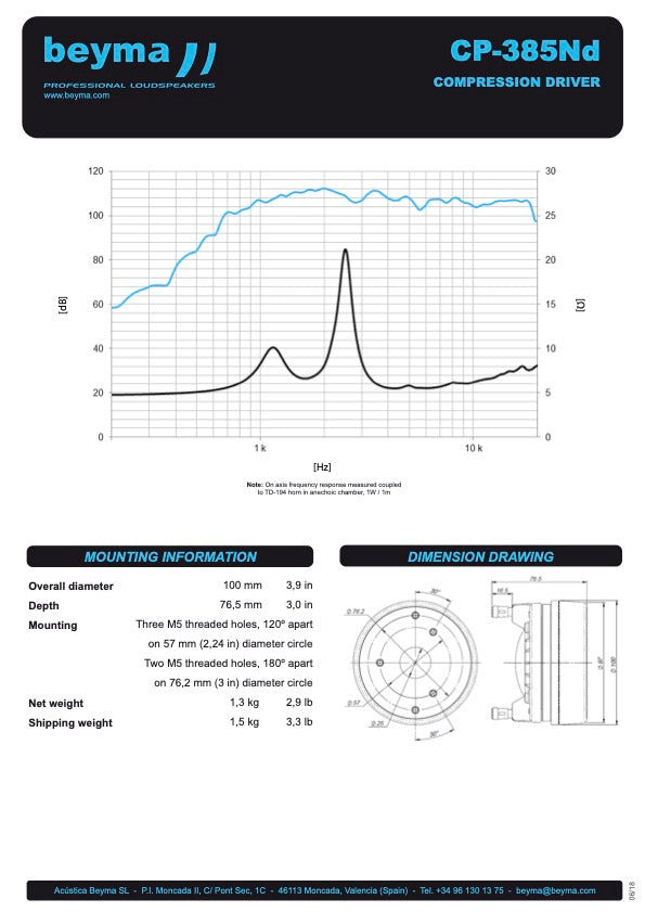 Beyma 1-inch Exit Compression Driver CP-385Nd - View 3